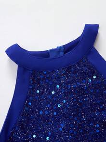 Girls Sparkly Sleeveless Jumpsuit, Suitable For Parties, Festivals And Events - Royal Blue - View 7