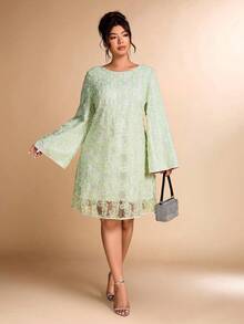 Cravure Women's Sequin Embroidered Bowknot Back Party Date Dress - Green - View 2