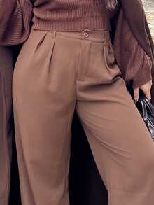 NegzBox Women's Elegant French Style White Casual Work Pants Fall Cloth For Women - Coffee Brown - View 4