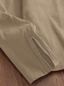 SWAVVY Jaket Lengan Panjang Patchwork Bordir Fashion Pria Ukuran Standar - Khaki - View 5
