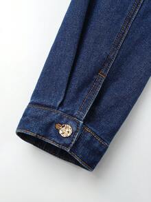 GlowEve 女士休闲通勤牛仔夹克，秋季 - 藍色 - 查看 7