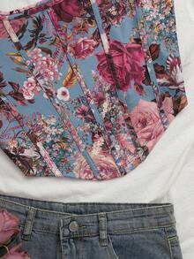 SHEIN VCAY Camiseta sin mangas con estampado floral colorido de talla grande - Multicolor - Ver 4