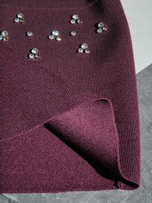 Anewsta 串珠水钻针织开衫 秋季、冬季、新年、派对、婚礼、优雅、别致、时尚、舒适、圣诞节 - 中紫紅色 - 查看 8