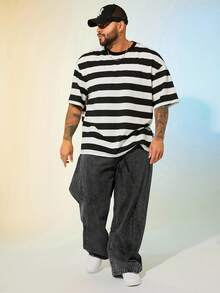 EASEVO Jeans lunghi in denim blu casual oversize, taglie comode per uomo