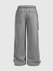 ROMWE MEN Prep 男士街头时尚嘻哈弯刀运动裤 - 黑色 - 查看 2