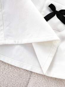 Elladie kids Young Girls Elegant, Sweet & Cute Black Bow Decor Pocket Sleeveless Simple Casual White Dress - White - View 7