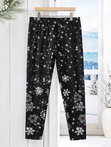 Rusticease Quần legging lót nhiệt họa tiết bông tuyết cỡ lớn, mặc thường ngày cho mùa thu/đông - Nhiều màu - Xem 9