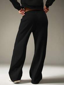 MISSGUIDED Pantalones jogger de ajuste relajado con cintura con cordón y estampado de logo para comodidad casual - Negro - Ver 2