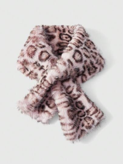 Goth 1 قطعة وشاح رقبة فرو الفهد الرجعي Y2K، وشاح أنيق بطراز بري بسيط للنساء، مناسب للمدرسة والتسوق والسفر والكريسماس وعيد الهالوين والخريف/الشتاء