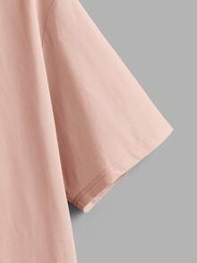 EASEVO 3 件装男士加大码纯色圆领短袖修身 T 恤，休闲夏季日常穿着 - 粉色 - 查看 10