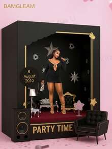 BamGleam New Autumn Party Ins Style Off-Shoulder Hollow-Out Sexy Open Back Ruched Bodycon Long Sleeve Dress For Women Women's Dress Tea Party Long Sleeved Women's Sexy Semi Formal Black Dress - Black - View 1