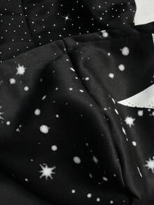 ROMWE MEN Street Life Spring Casual Graphic Stylish Dark Punk Hooded Zip-Up Sweatshirt With Rhinestone Decor For Men, For Winter, Y2K - Black - View 3