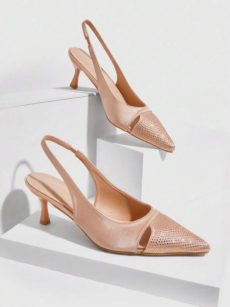 CUCCOO SZL Décolleté con punta affusolata, impreziosite da strass, tacco a spillo, colore albicocca, sexy ed eleganti per le donne