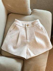 Franclia Fashionable & Versatile High-Waisted Tri-Color Wool Blend Shorts Set, Suitable For Commuting - Multicolor - View 5