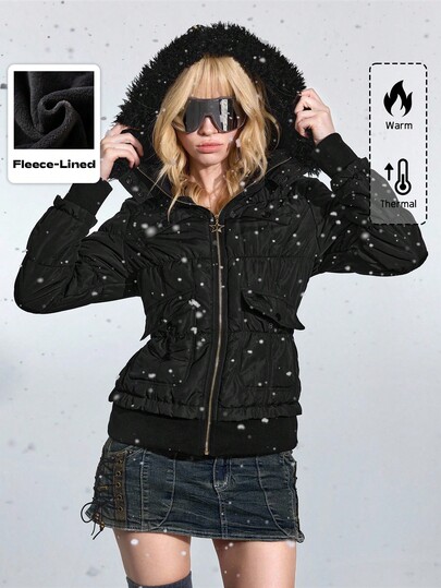 J-Fashion Cappotto imbottito attillato corto in stile Y2K per donna