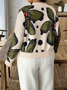 Weeklong Plus Size Casual Commuter Floral Print Jacket Fall Winter Cloth For Women Autumn - Multicolor - View 2