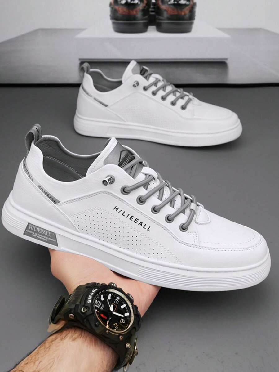 zapatos hombre zapatillas Calzado informal para hombre, zapatillas deportivas ligeras y transpirables con cordones, calzado deportivo para hombre, elegante, de suela blanda, antideslizante, resistente al desgaste, adecuado para uso diario, salir, trabajar, ir a la escuela y practicar deportes. - ceniza blanca - Ver 1