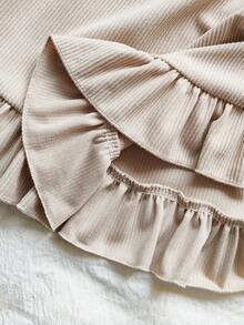 Vintaside Kids 女婴舒适柔软时尚驼色灯芯绒彼得潘领可爱花卉刺绣长袖田园风连衣裙，百搭款式，适合春秋季日常穿着 - 卡其色 - 查看 8