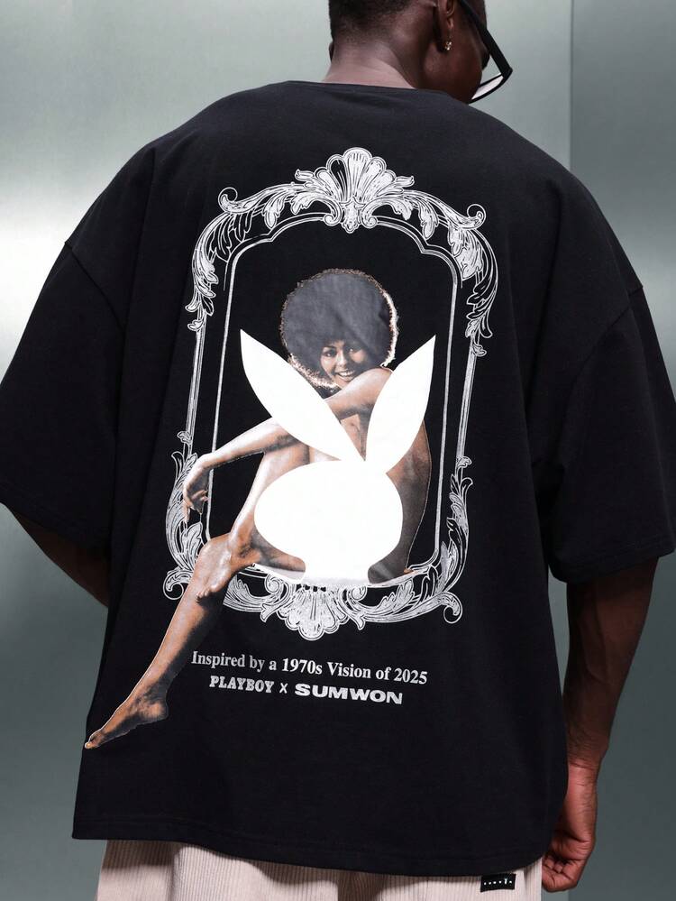 PLAYBOY X SUMWON Boxy Fit Tee With Baroque Frame Print