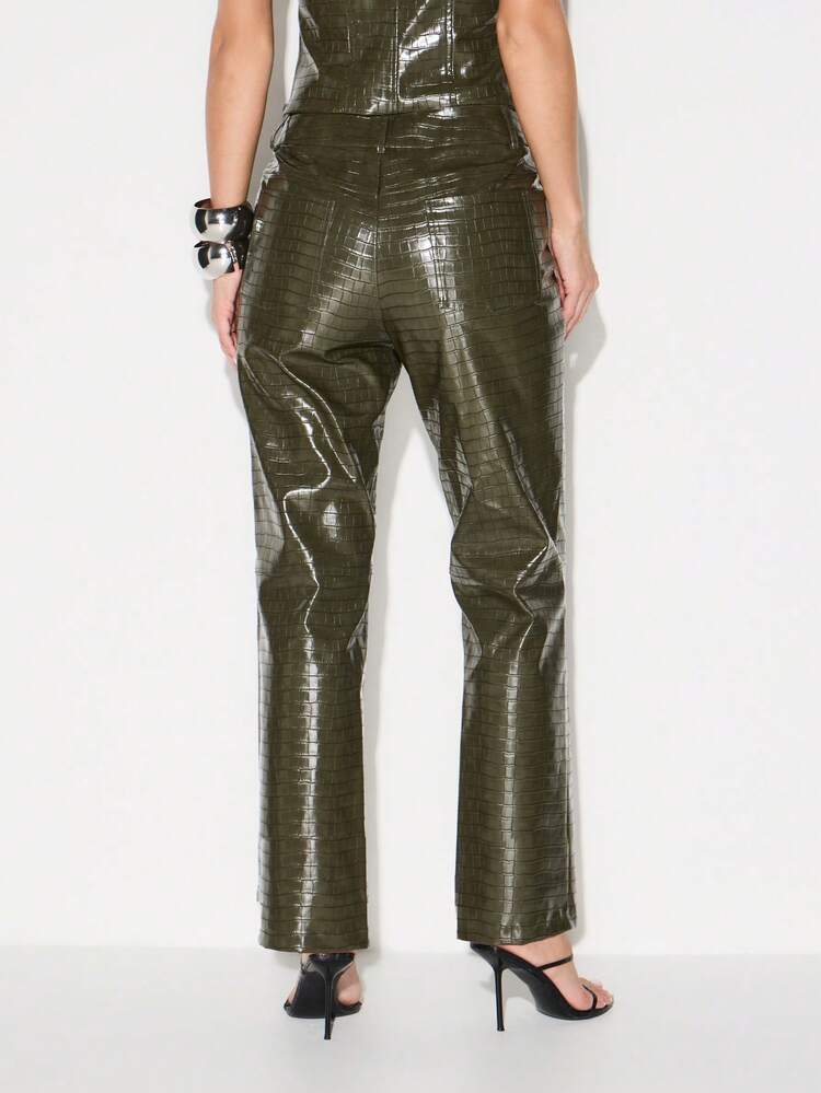KIZN Faux Leather Crocodile Pants