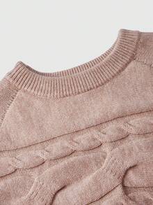 ROMWE Gentle Romantic Raglan Batwing Sleeve Turtleneck Pullover Sweater - Khaki - View 3