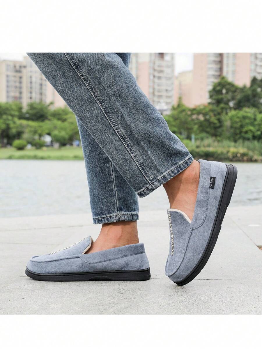 Pantuflas Estilo Mocasín Hombre Interior Afelpado Cómodo - Neblina azul - Ver 1