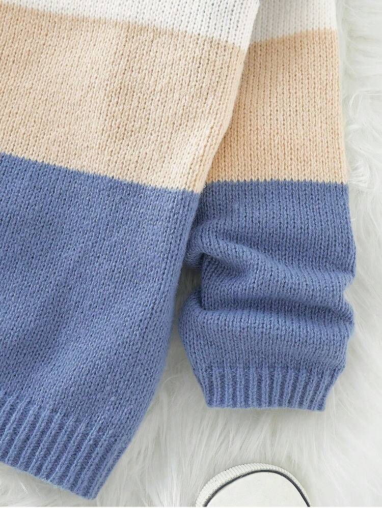 Ombre Knit Cardigan, Half-Open Collar, Warm & Casual Minimalist, Autumn/Winter