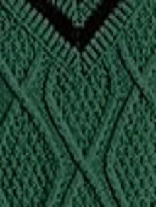 SHEIN LUNE 撞色滚边V领休闲百搭毛衣连衣裙 - 綠色 - 查看 7