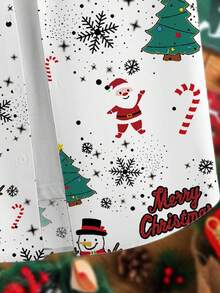 Manfinity Joysei 男士休闲日常圣诞老人与雪人印花前扣短袖衬衫 - 彩色 - 查看 5