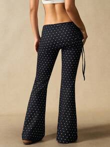VARSIVA Quần legging gập thời trang dành cho nữ Quần ống loe in họa tiết chấm bi Quần dài ống loe Quần tập yoga ống rộng Quần legging ống rộng dành cho nữ - Nhiều màu - Xem 7
