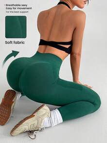 Dewbera Women's Solid Color Minimalist High Waist Leggings, Casual Everyday Wear