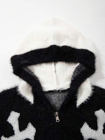 Street Life Casual Loose Hooded Long Sleeve Zip-Up Men Cardigans