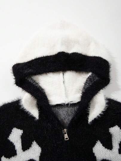 Street Life سترة كاجوال فضفاضة بغطاء رأس وأكمام طويلة وسحاب للرجال