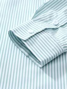 Manfinity Mode 男士条纹纽扣前开襟休闲长袖衬衫 - 彩色 - 查看 5