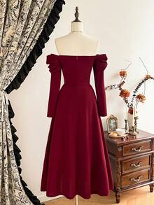 Vintamour فستان نسائي أنيق وعتيق مع جيوب، فستان عطلة عادي للحفلات، ملابس شتوية حمراء للنساء، ملابس شتوية للنساء، ملابس عيد الميلاد للنساء، ملابس عيد الميلاد، ملابس رأس السنة الجديدة، ملابس للنساء، فستان شتوي للنساء، فستان عيد الميلاد للنساء، فستان حفلة عيد الميلاد للنساء، فساتين رأس السنة الجديدة للنساء، فساتين أنيقة للحفلات، فساتين للنساء، فستان تخرج أنيق، فساتين أنيقة للنساء، فساتين رسمية للنساء - عنابي اللون - مشاهدة 7