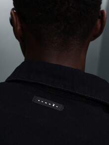 PLAYBOY X SUMWON Regular Fit Long Sleeve Button Down Denim Shirt With Logo Print For Casual Everyday Wear - Black - View 7