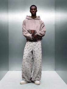 PLAYBOY X SUMWON Sudadera con capucha de ante recortada con capucha con cordón y bolsillo central para un estilo casual de invierno - Caqui - Ver 6