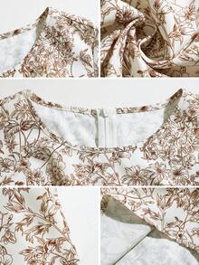 Elenzga 大码女式波西米亚风法式优雅印花无袖系带迷你连衣裙，适合春夏毕业季穿着 - 彩色 - 查看 7