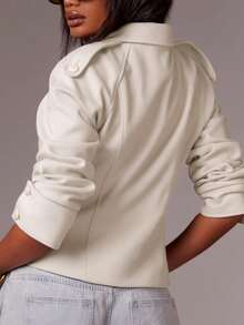 Athîral Women's Autumn Fashionable Commuter Solid Color Double-Breasted Jacket