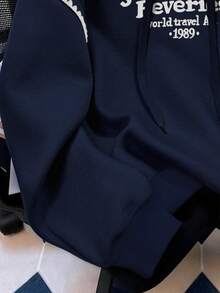 Rina Fox Women's Fashion Casual Minimalist Romantic Daily Versatile Contrast Color Letter Hoodie Sweatshirt