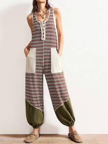 Bohemela 女士休闲条纹针织连体裤 - 彩色 - 查看 5