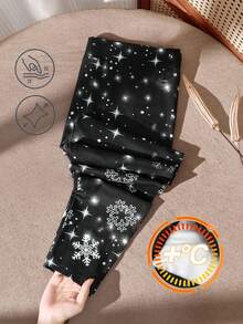 Rusticease Quần legging lót nhiệt họa tiết bông tuyết cỡ lớn, mặc thường ngày cho mùa thu/đông - Nhiều màu - Xem 8