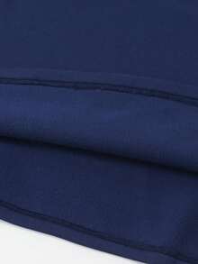 Fashionable Casual New York Letter Graphic Print Hooded Split Design Dress, Versatile Fall Outfit For Teenage Girls - Navy Blue - View 6