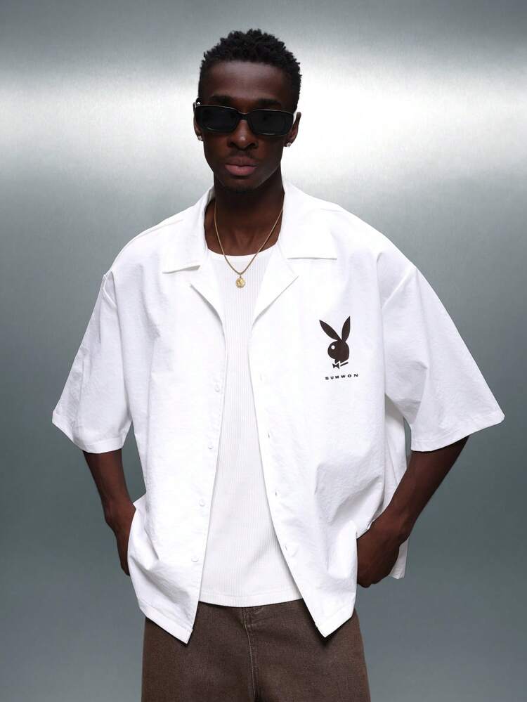 PLAYBOY X SUMWON Boxy Button Down Shirt With Collar