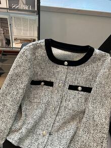 Franclia Women's Small V-Neck Regular Long Sleeve Jacket - Apricot - View 5