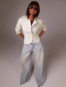 Athîral Women's Autumn Fashionable Commuter Solid Color Double-Breasted Jacket