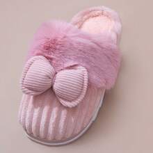 Zapatillas unisex con lazo, estampados de dibujos animados y diseños de animales. Zapatillas de mujer para otoño e invierno, aptas para uso en interiores y exteriores. - Rosa - Ver 2