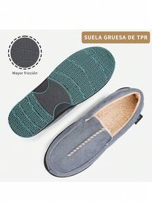 Pantuflas Estilo Mocasín Hombre Interior Afelpado Cómodo - Neblina azul - Ver 5