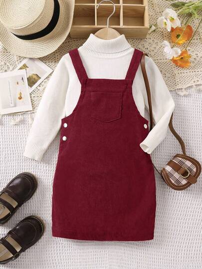 Elladie kids Girls Minimalist Versatile Suspender Dress, Autumn/Winter