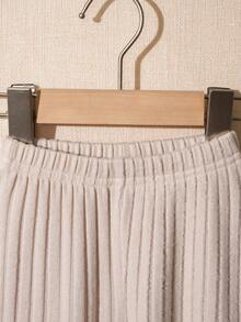 Souflis Souflis 2pcs Baby Boys Cute Ribbed Bear Graphic Long Sleeve Top And Ribbed Long Pants Set, Autumn/Winter